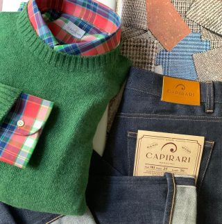 Channel your preppy style with our Alan soft Shetland sweater, Morris bd madras shirt and the IKI raw Japanese selvedge denim to complete the look.Shop on: www.capirari.com (link in bio)#Capirari #Christmas #look #menwithstyle #preppyoutfit #madeinItaly #clothing #shetland #japanesedenim #selvedge #madras